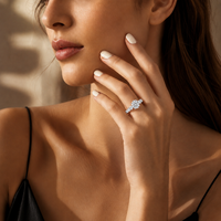 Bague de fiançailles de luxe en argent sterling S925 avec une grande pierre centrale ronde brillante, moissanite D VVS, pour femme, bague de mariage