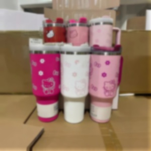 Wholesale KT St Double Wall Stainless Steel Insulated Water Bottle Branded New Luxury 40oz Tumbler Travel <b>Cup</b> With Handle - Product Image 2