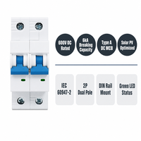Wanbo-499 2P 600V DC 6kA Tipe A Inverter String PV Surya Gagang Biru DIN Rail Pemutus Sirkuit Miniatur DC