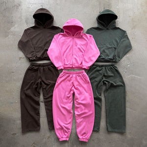 Contrast <b>Stitch</b> Straight Leg Baggy Sweatpants and <b>Hoodie</b> Set Jogging Suit <b>Oversized</b> Heavyweight Tracksuit Custom Sweat Suit - Product Image 3