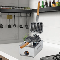 Machine à gaufres commerciale à gaz en acier inoxydable pour muffins et hot-dogs, avec recettes, pour quatre gaufres sur bâtonnets