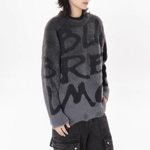 Pull en tricot de couleur contrastante American Vintage Pull à col ras du cou pour hommes Pull européen et américain High Street pour hommes - Product Image 3