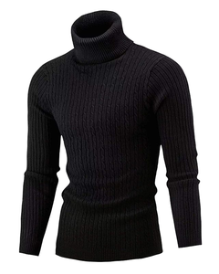 Maglione da <span class=keywords><strong>Uomo</strong></span> a Collo Alto <span class=keywords><strong>Slim</strong></span> Fit Tinta Unita per Autunno e Inverno, Pullover Intrecciato alla Moda - Product Image 1
