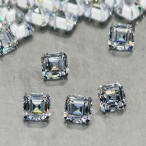 Princess Square Asscher Cut Cubic Zirconia Gemstone White For Jewelry Making Synthetic Lab Created Polished Iridescent - Product Image 1
