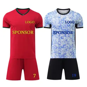 Jersey sepak bola Portugis terbaru kaus sepak bola berkualitas tinggi yang dapat disesuaikan pakaian sepak bola berongga dan nyaman