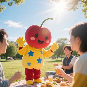 Costume de mascotte cerise en peluche sur mesure en gros avec matériaux en mousse et en tissu, designs personnalisés, haute qualité - Product Image 1
