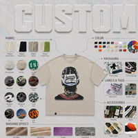 Camiseta de manga corta de algodón puro de 315g, estilo americano, resistente, con diseño de retrato impreso directamente, top informal holgado para hombre