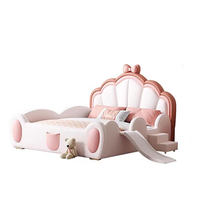 Lit pour tout-petits en cuir souple capitonné, design royal princesse, dernier modèle pour filles