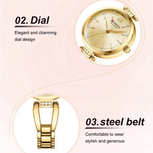 Montre à quartz pour femme CURREN 9092, cadran serti de strass, bracelet en acier inoxydable, élégante et tendance, idéale pour les fêtes, le bureau ou comme cadeau. - Product Image 5