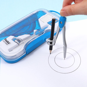 Juego de geometría práctico de 8 piezas con brújula metálica, regla, transportador, lápiz, borrador para profesores y estudiantes con estuche rígido - Product Image 6