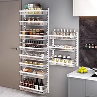 Organisateur d'épices de cuisine suspendu, étagère de rangement pour épices à 5 niveaux, organisateur mural en métal
