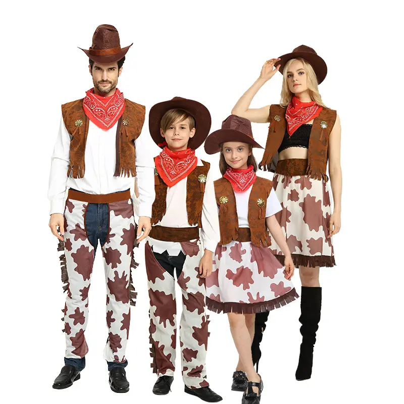 Vestido de fantasia cowboy para crianças, traje de festa de halloween