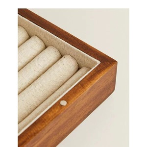 Furun Solid Wood Jewelry Box Rectangle Transparent Lid Cotton Lining <b>Ring</b> Earring <b>Storage</b> Box - Product Image 4