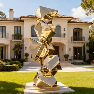 Esculturas de Jardín de Arte Metálico Contemporáneo, Figura 3D de Acero Inoxidable Pulido Abstracto Moderno - Product Image 3