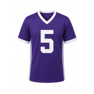 Maillot de basket violet à col en V avec numéro 5 imprimé, en maille respirante, à manches courtes, unisexe, pour adulte, vêtement de sport - Product Image 3