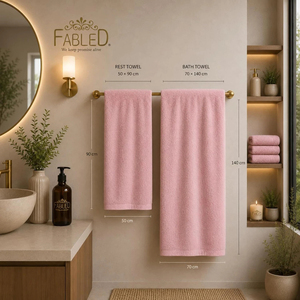 FABLED <b>Pink</b> Cotton Cloth Bath <b>Towels</b> Set Solid Color Rectangle Home Use Machine Wash Woven - Product Image 4