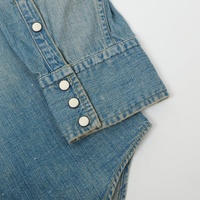 Chemise Western en Denim pour Homme Coupe Ample Bleu Délavé Personnalisée 100% Coton Ourlet Festonné Boutons Pression Nacrés Détail de la Yoke Vintage