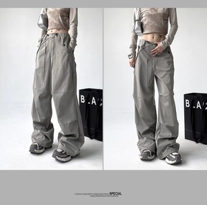 2025กางเกงคาร์โก้ผู้หญิงกางเกง<span class=keywords><strong>ขา</strong></span>ตรงมีกระเป๋าใหญ่มีเชือกรูดกางเกงแฟชั่นผู้หญิงใส่สบายทรงหลวม - Product Image 6