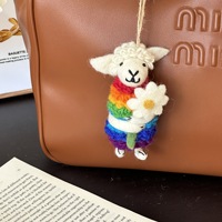 Porte-clés en feutre de laine fait main népalais, pendentif bébé agneau, poupée créative, pendentif pour sac, cadeau