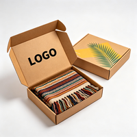 Boîte d'emballage pour écharpe en kraft naturel, imprimée feuille de palmier, en carton ondulé, pour vêtements et cadeaux, vente en gros