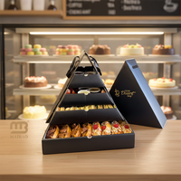 Nouvelle conception de boîte à plateau pyramidale en kraft personnalisée avec compartiment pour sauce, idéale pour la restauration, les churros, le pain, les gâteaux, les desserts, les plateaux de dégustation
