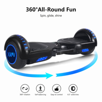 Hoverboard intelligent pour adultes de 6,5 pouces avec poignée portable, moteur double 160W, vitesse de 12 km/h, trottinette électrique à deux roues pour enfants