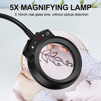 5X Magnifying Glass with Magnetic Base Gooseneck Arm Table Lamp Hands Free Lighted Illuminated Magnifying Desk Lamp
