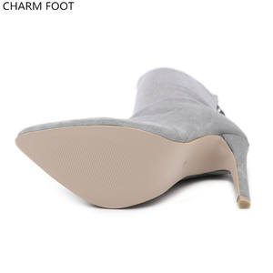 2020 <span class=keywords><strong>bottes</strong></span> à talons aiguilles en daim noir pour femmes de couleur pure - Product Image 6