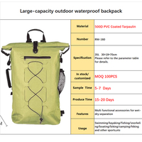 Sac à dos étanche en PVC avec fermeture à enroulement, valve d'air et design flottant pour la pêche en rivière, la natation et les activités nautiques