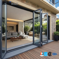 Puerta Plegable de Acordeón con Rotura de Puente Térmico Certificada por NFRC y CSA para Sala de Estar, Puertas Plegables de Aluminio con Doble Acristalamiento para Patio