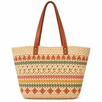 Sac fourre-tout en paille tressée vintage personnalisé pour femmes, idéal pour la plage, les vacances, le shopping, grande capacité, sac à main durable