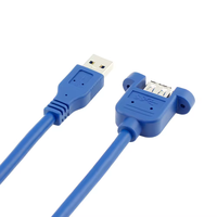 Kabel dudukan Panel sekrup USB 3.0 kabel Male ke Female untuk Hard Disk Printer PC