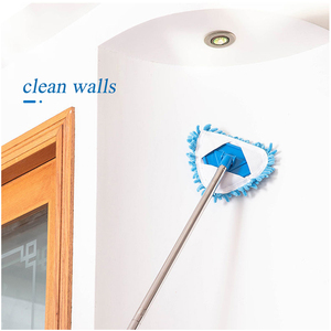 Vadrouille plate à manche télescopique en microfibre vadrouille à main libre vadrouille triangulaire avec fenêtre en verre - Product Image 4