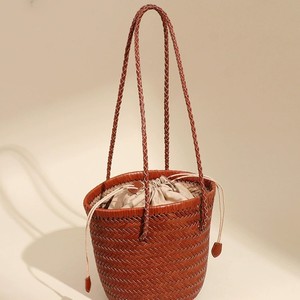 New Yinqi Fashionable French Retro Hand-Woven Women's <b>Shoulder</b> Bucket <b>Bag</b> All Season PU Polyester Lined Soft Customizable - Product Image 2