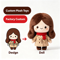 Poupée humanoïde en tissu doux personnalisée avec écharpe et manteau trench, figurine de personnage OEM, poupée humanoïde douce ODM