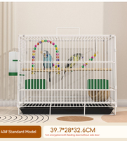 Cage à oiseaux suspendue pliable en fil d'acier avec plateau en plastique et bouton-pression pour usage intérieur/extérieur, idéale pour l'élevage d'oiseaux - Vente en gros