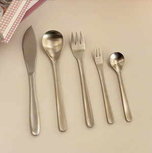 DF09 Japanese Style 304 Stainless Steel Coffee Stirring <b>Spoon</b>, Ice Cream Yogurt <b>Serving</b> <b>Spoon</b>, Knife Fork <b>Spoon</b> Set, Tableware. - Product Image 1
