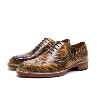 Chaussures Oxford pour hommes en cuir d'alligator véritable, motif dragon porte-bonheur dessiné à la main, pour occasions formelles, avec construction Goodyear Norvégienne