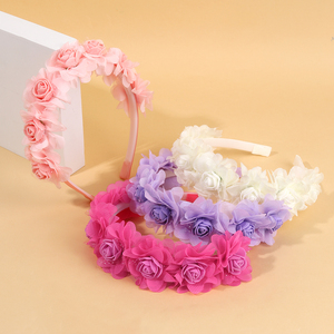 CN Sweet Color sólido flor Bowknot diadema para niñas accesorios de boda dientes diadema niños princesa flor corona - Product Image 2