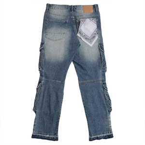 Jeans en denim personnalisés YUCE, faible MOQ, multi-poches, coupe droite, pantalon <span class=keywords><strong>cargo</strong></span> en denim, <span class=keywords><strong>Y2K</strong></span>, hip-hop, jeans pour hommes déchirés - Product Image 3