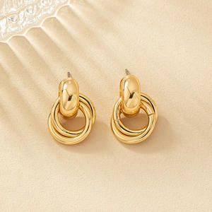 Boucles d'oreilles géométriques Boucles d'oreilles à nœud épais pour femmes Boucles d'oreilles pendantes torsadées Boucles d'oreilles tendance Bijoux de mode Cadeaux - Product Image 6