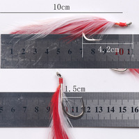 TG Promotion Spéciale : Monture de pêche au surf en eau de mer pour appât, avec plume de maquereau et 3 hameçons assistés à plumes (Jig Assist JK Hook) pour la pêche en eau salée