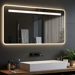 2025 European Style Bathroom <b>Mirror</b> Modern Rectangular <b>Wall</b> Mounted Aluminum Alloy <b>LED</b> Illuminated Touch Switch Trending - Product Image 2