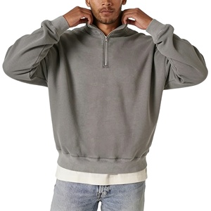 <span class=keywords><strong>Ropa</strong></span> Masculina de Alta Calidad al por Mayor de Moda Global, Sudadera con Cierre de Cremallera de un Cuarto en Gris Claro para Hombre - Product Image 3