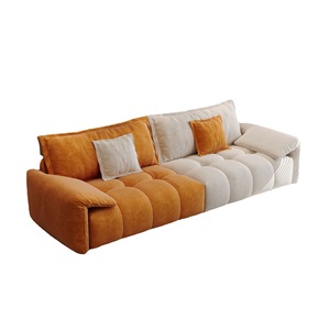 Elephant Ear Cream Style <b>Sofa</b> L Shaped Fabric Upholstered <b>Sofa</b> <b>For</b> Living Room Three Or Four Seats High Resilience Foam Filling - Product Image 5
