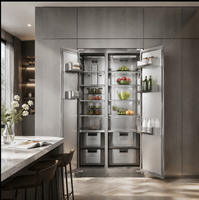 Réfrigérateur encastrable à portes françaises en acier inoxydable 455L, sans givre, électrique, écoénergétique, faible niveau sonore, design prêt à l'emploi, US