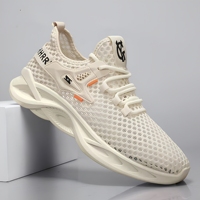 Chaussures Homme Respirantes en Maille Creuse Modèle 2025 Nouveauté Tennis Antidérapantes à Lacets Semelle Extérieure en Caoutchouc Rehaussantes pour l'Été