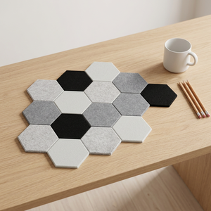 Panneaux acoustiques hexagonaux noir gris blanc design moderne 100% fibre de polyester NRC 0.8 absorption acoustique décoration murale maison bureau - Product Image 4