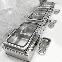 Ensemble de chauffe-plats rectangulaire de luxe en acier inoxydable électrique durable de 9 L pour buffet d'hôtel commercial