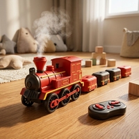Ferngesteuerter Dampfzug für Kinder 2,4G RC Lokomotive Spielzeug mit Dampfsprühgeräusch und Magnetwagen für Jungen Mädchen Geburtstagsgeschenk